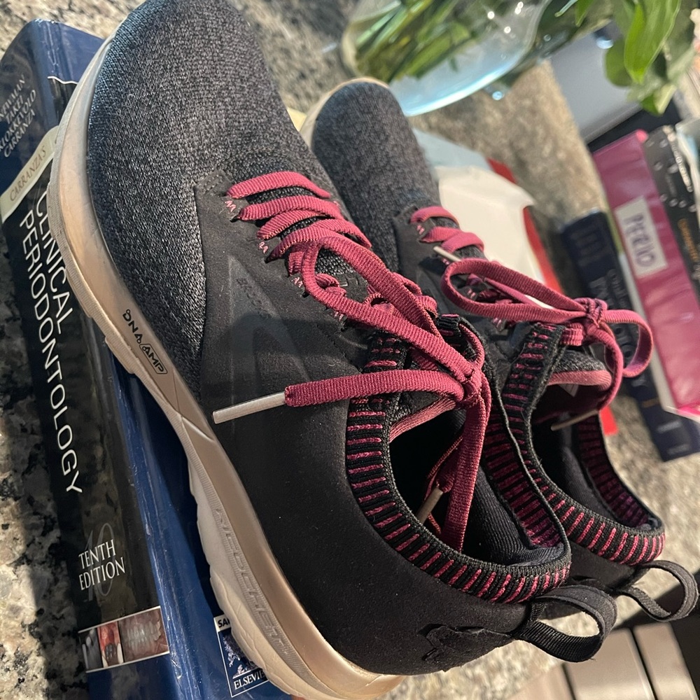 Grey and Purple Brooks DNA running shoe